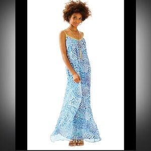 Lilly Pulitzer Kendra Maxi Dress in Brilliant Blue Tang. Size S/M.